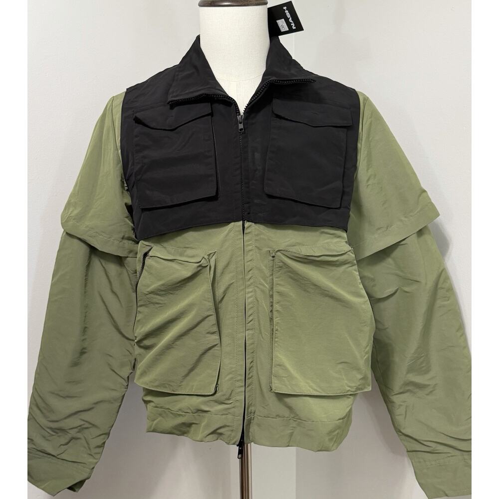 NEW Nash Olive Vanta Black Utility Jacket Water Resistant 3D Pockets Vest $595 L